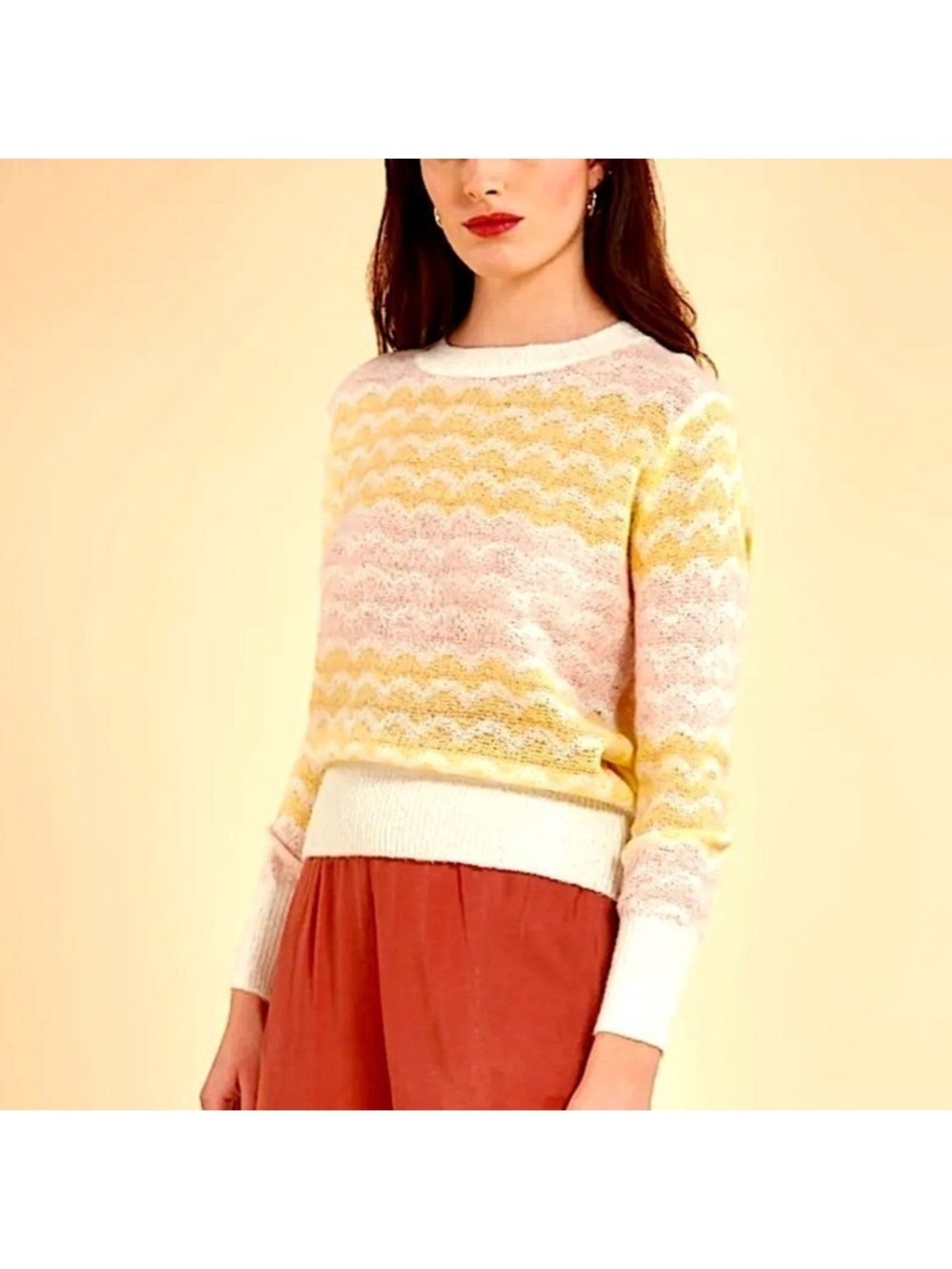 FRNCH NWOT Paris Pastel Chevron Knit Sweater, Size S